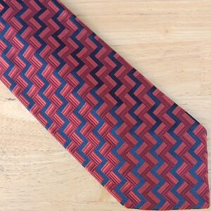 Altea Red and Navy Zigzag Silk-Effect Men's Tie